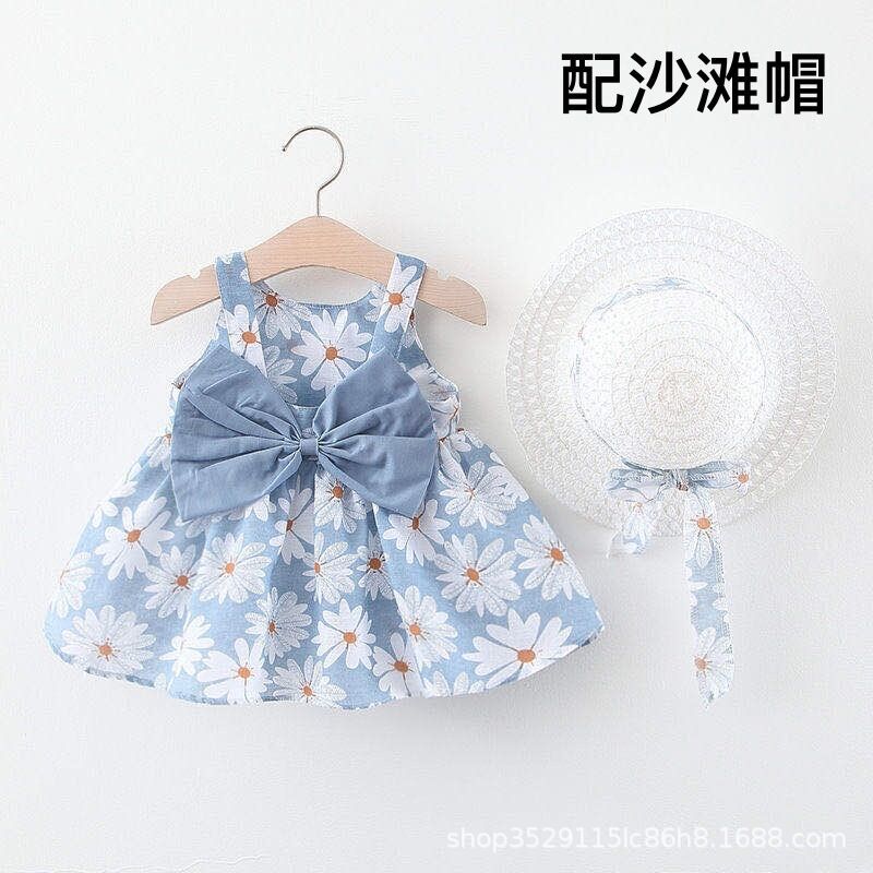 مجموعة اروين arwen&ajh group Girls' Dress 2024 Summer New Korean Style Floral Summer Dress Baby Styline Cotton Dress For Hat