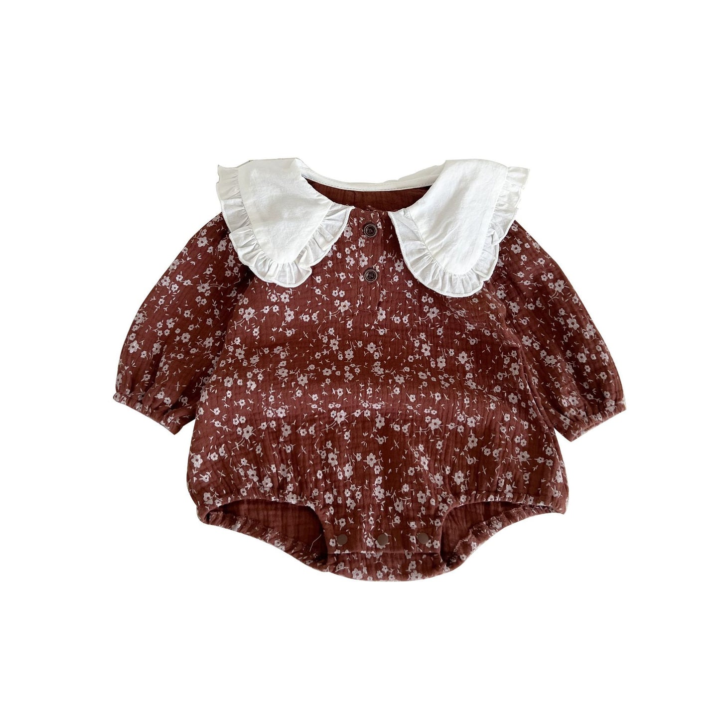 مجموعة اروين   ARWEN & AJH GROUP Western-style Baby Autumn Clothes Girls Cotton Double-layer Yarn Floral Wrapping Clothes Romper Baby Rompers Hundred-day Banquet Clothes