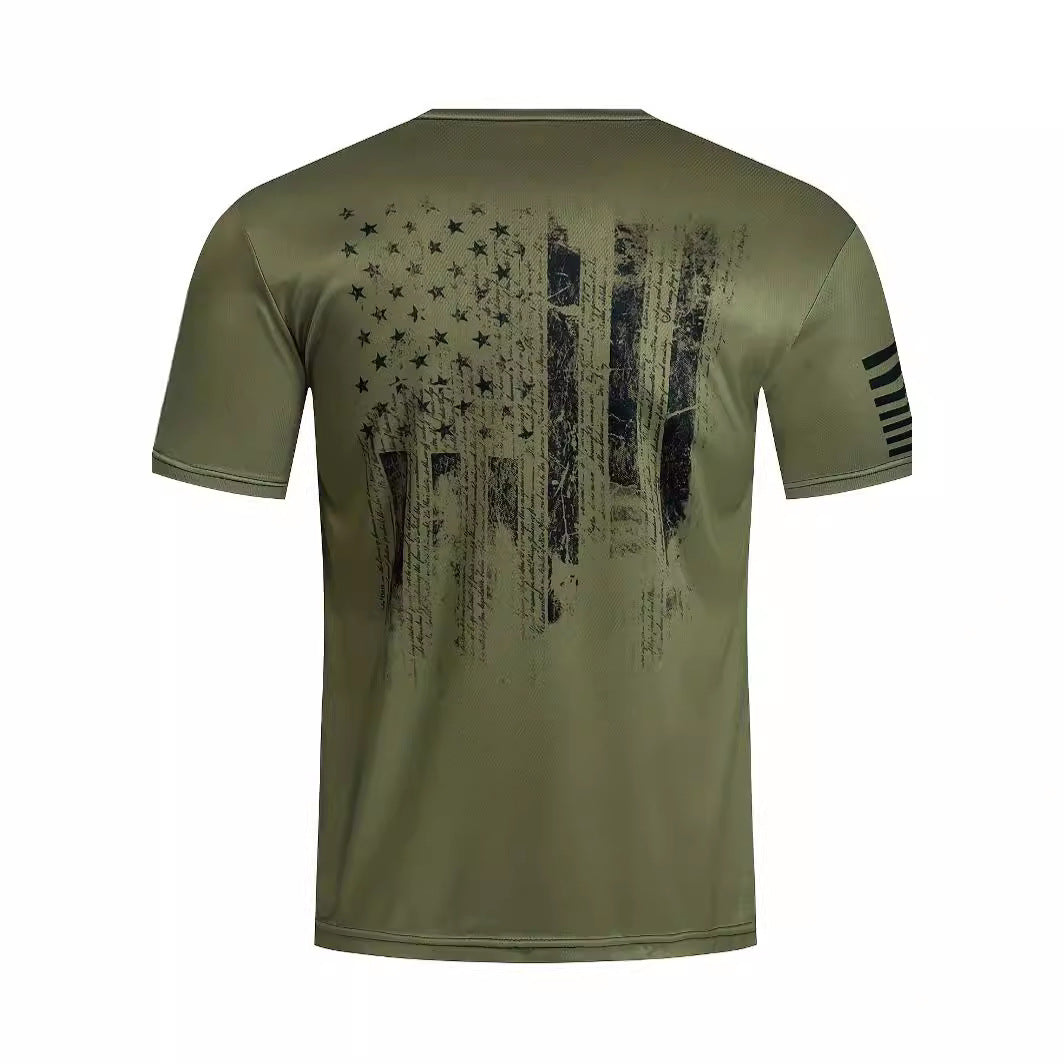 مجموعة أروين ARWEN& AJH GROUP 2024 New  Cross-border European And American Men's Wish Ebay New US Independence Day Theme Printed Short-sleeved T-shirt