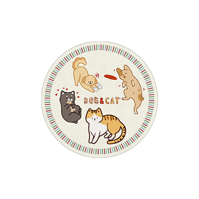 Cartoon Animal Round Crystal Velvet Carpet Easy To Take Care Of Bedroom Bedside Blanket Study Swivel Chair Non-slip Wear-resistant Carpet