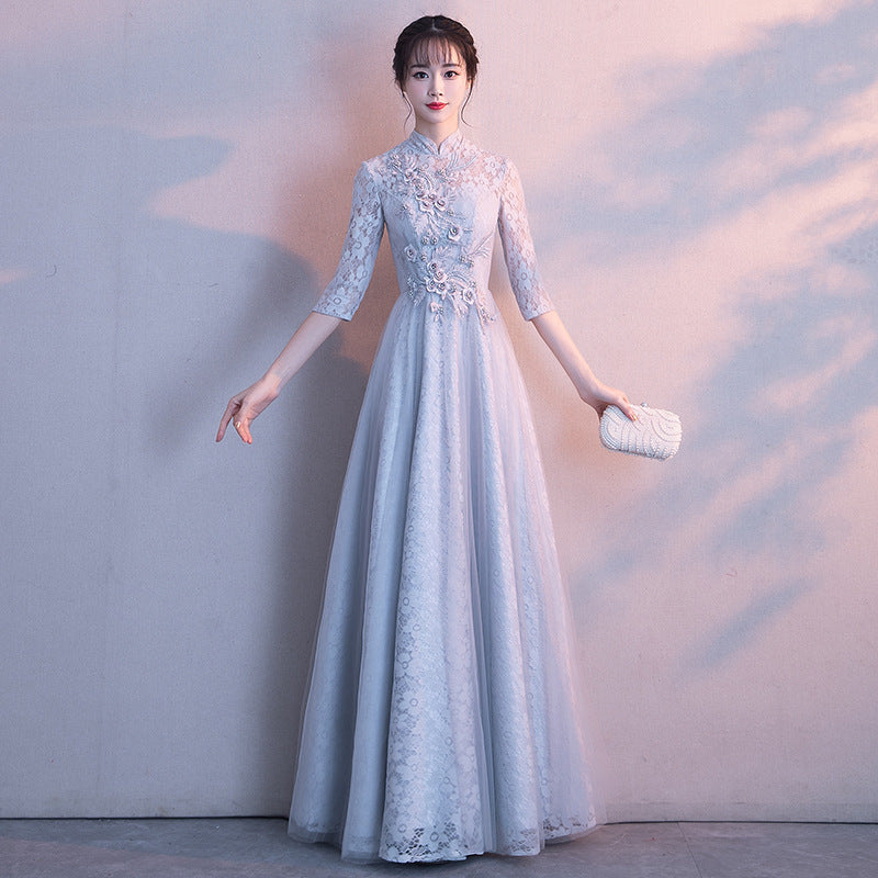 arwen&ajh مجموعة أروين التجارية 2024 Elegant Evening Dress For Hostess Elegant Chinese Style Banquet Annual Meeting Long Slim-fit Slim-fit Evening Dress