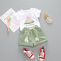 مجموعة اروين   ARWEN & AJH GROUP Summer Foreign Trade New Girls Crew Neck Short Sleeve Suit Female Baby Casual Shorts Two-piece set