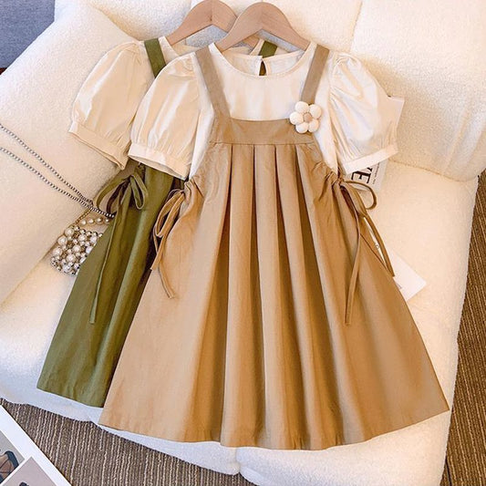 مجموعة اروين arwen&ajh group Girl's Skirt Summer 2024 New Children's Two-Piece Stylish Strapdress Suit Summer Little Girl's Dress