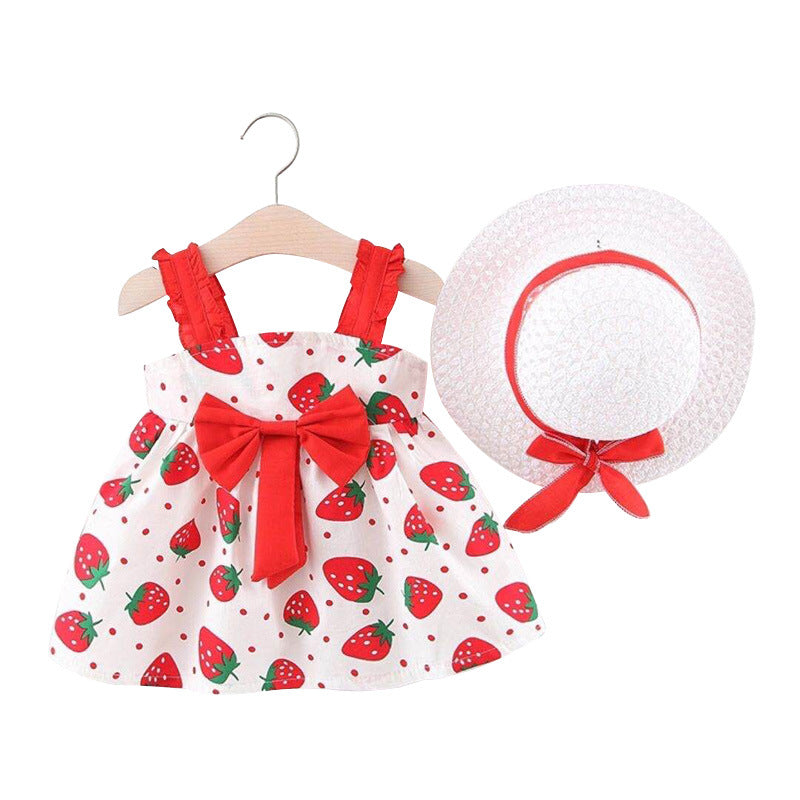 مجموعة اروين arwen&ajh group Girls' Dress 2024 Summer New Korean Style Floral Summer Dress Baby Styline Cotton Dress For Hat