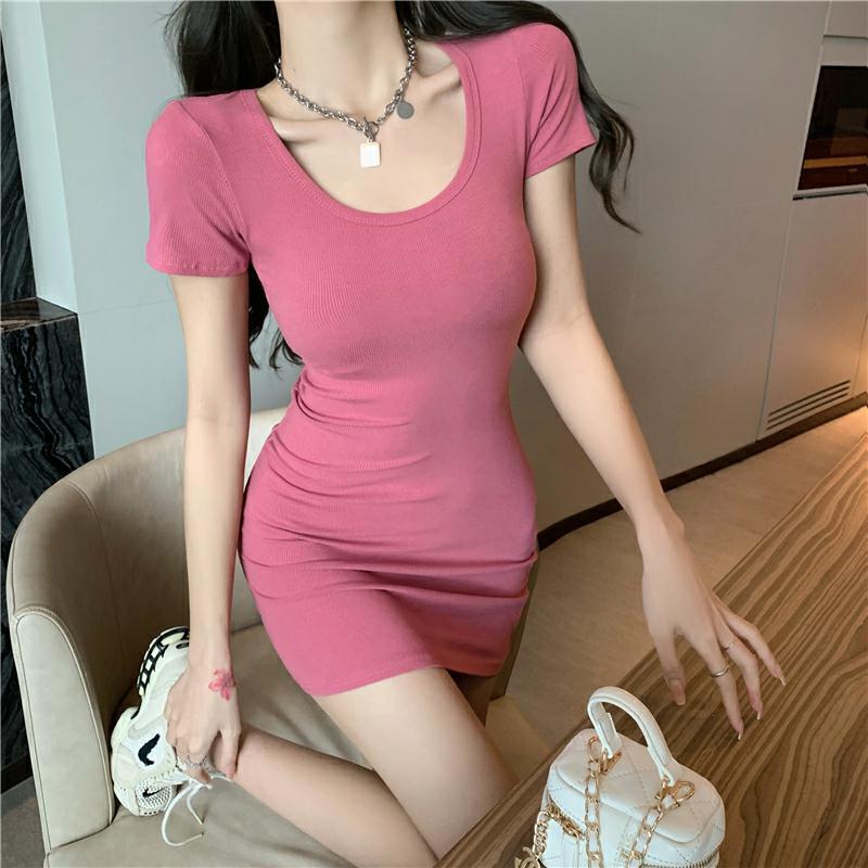 ARWEN& AJH GROUP 2024 New  مجموعة أروين  Pure Sexy Tight Hot Girl Dress Women's Summer 2024 New Short Skirt Pink Waist Slimming Skirt