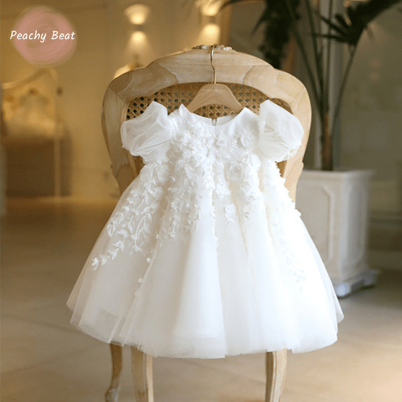 مجموعة اروين   ARWEN & AJH GROUP One-year-old Dress Baby Girl&#039;s Pettiskirt White Lace Western Style Children&#039;s Birthday Banquet Princess Dress Wedding Flower Girl&#039;s Dress