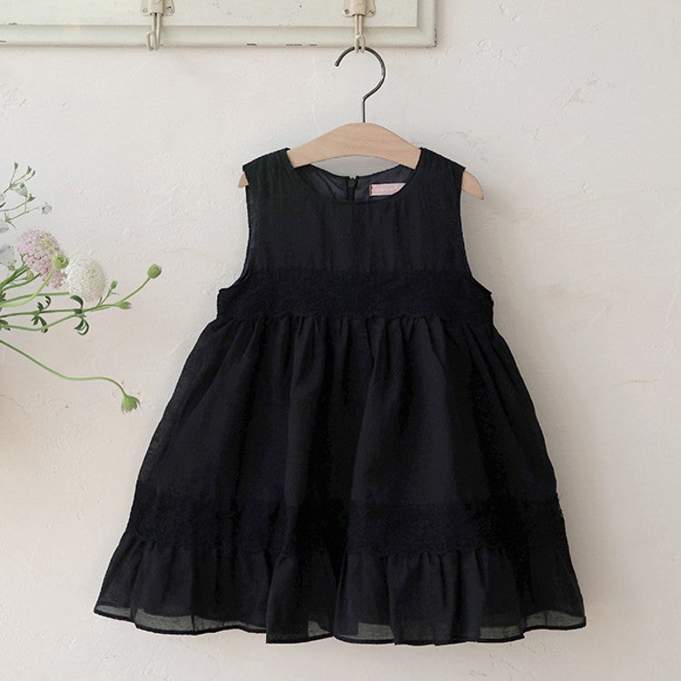 Spring Strawberry Shan Girls Girls Children Solid Color French Cotton Lace Tank Top Dress Pre Sale