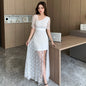 arwen&ajh مجموعة أروين التجارية 2024 Long Evening Dress Women's Stitching Lace Slim-fit Sexy Mesh Dress Elegant Beauty Car Model Night Club Work Clothes