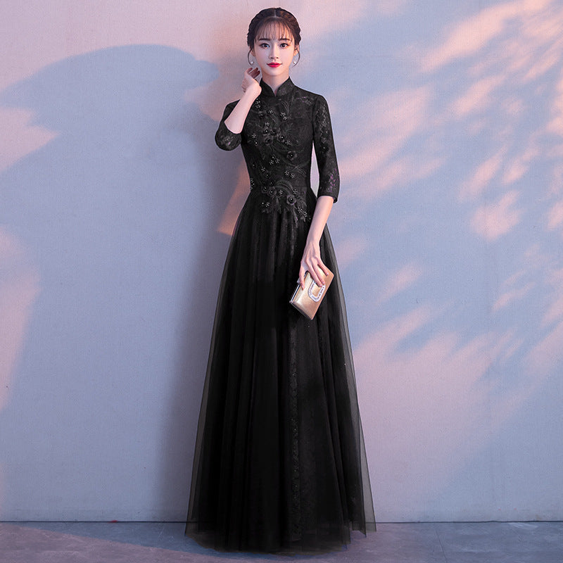 arwen&ajh مجموعة أروين التجارية 2024 Elegant Evening Dress For Hostess Elegant Chinese Style Banquet Annual Meeting Long Slim-fit Slim-fit Evening Dress