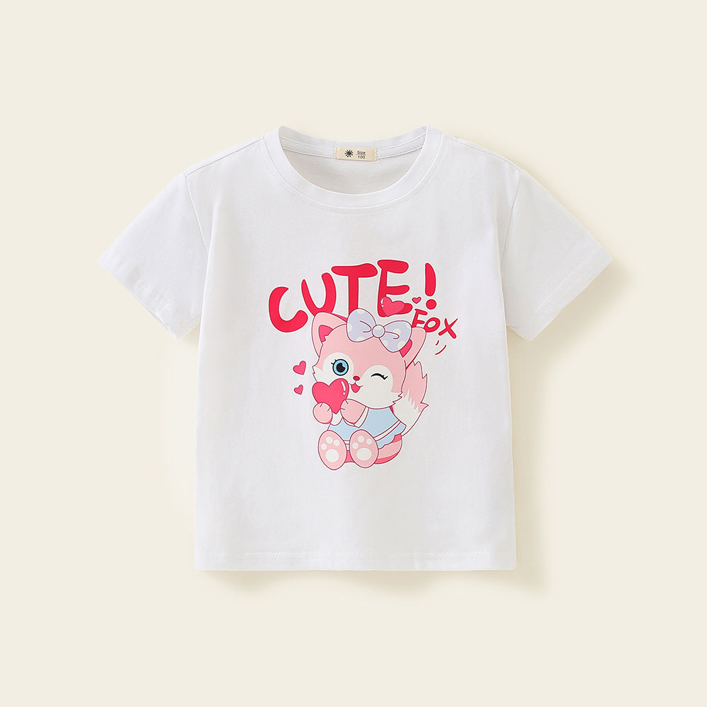 مجموعة اروين arwen&ajh group Children's Wear T-Shirt 2024 New Children's Class A Thin Fashionable Top For Boys And Girls Pure Cotton Short-sleeved Summer