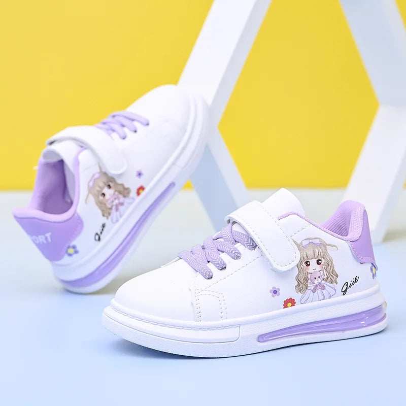 Children's Little White Shoes Girls' Sweet Cute Princess Shoes Spring and Autumn Casual Sneakers Waterproof Student Board Shoes