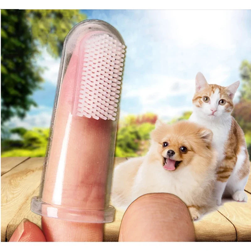 Hot Selling Dog Cat Cleaning Supplies Soft Pet Finger Toothbrush Teddy Dog Brush Add Bad Breath Tooth Care Dog Accessories