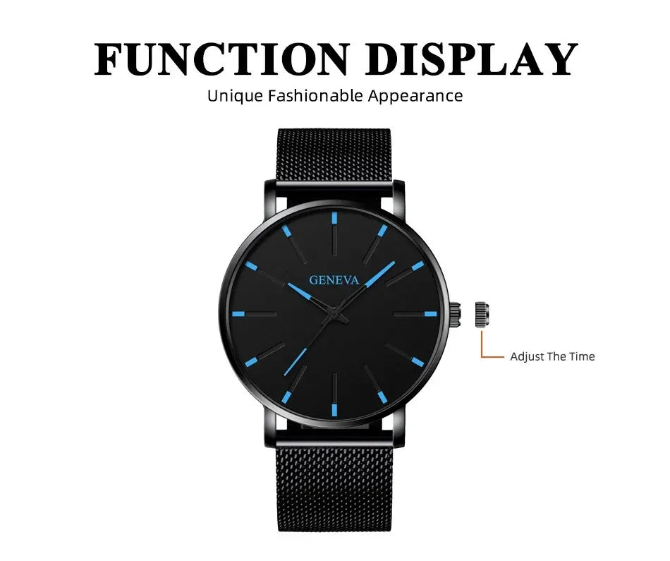 Minimalist Mens Fashion Ultra Thin Watches Simple Men Business Stainless Steel Mesh Belt Quartz Wrist Watch Relogio Masculino