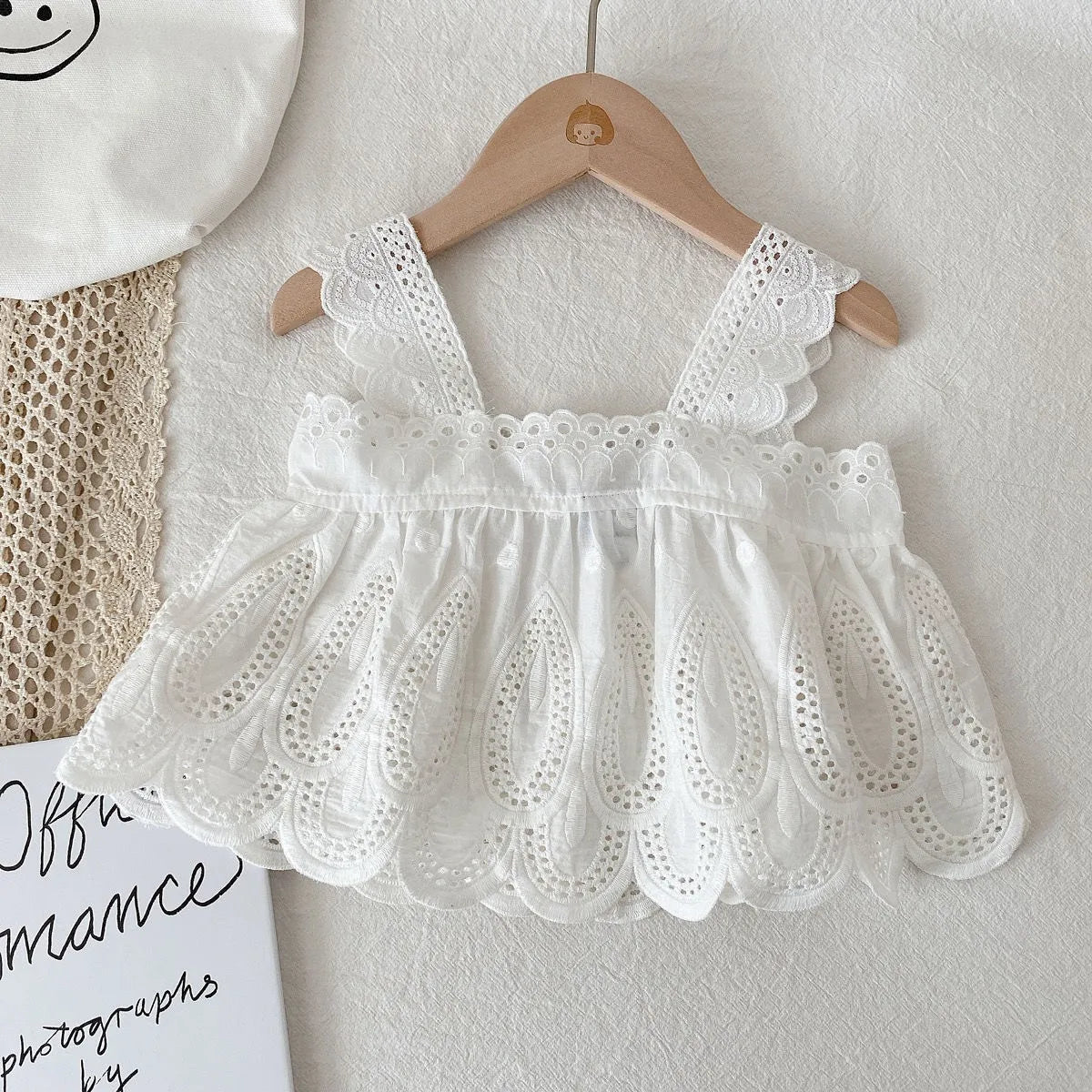 Girls Summer Suit White Suspender Top + Denim Shorts Two-piece Set Casual Simple Style Lace Loungewear Outfit