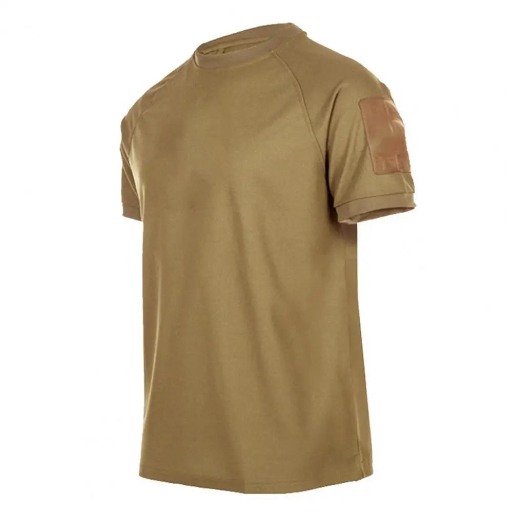 Men T-shirt Summer Unisex Solid Color Quick Drying Military Short Sleeve O Neck Blouse Top for Training Hiking футболка оверсайз