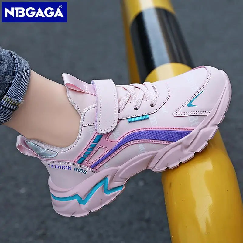 Kids Casual Pink Girls Leather Shoes Fashion For 7-15y Lightweight Running Young Student's Children Sports Girl's Shoe NBGAGA