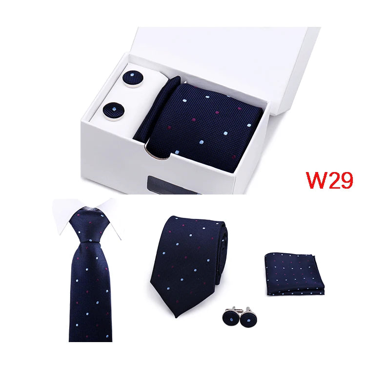 Mens Tie Set In A Box Paisley Ties For Men Gifts Luxury Necktie Pocket Square Cufflinks Wedding Business Formal Suit Tie