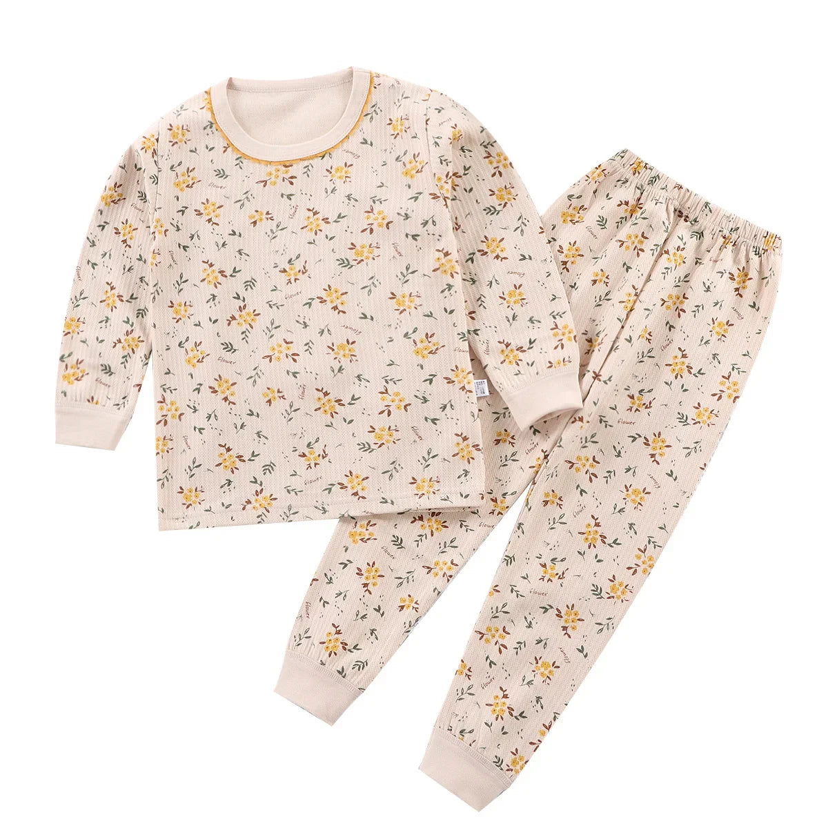 Kids Pajama Set Pure Cotton Cartoon Floral Boys Sleepwear Girls Loungewear Suit Children Sleep Set 1-6Y Soft Sleepwear Outfit