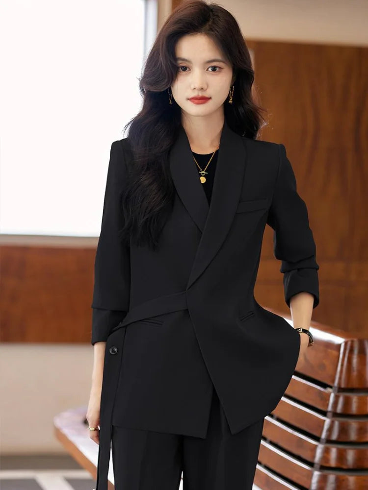 High Quality Fabric Formal Women Business Suits with Pants and Jackets Coat Professional Female Pantsuits Blazers Trousers Set