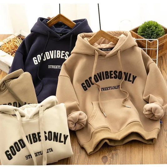 3-13 Years Old Teenage Boys Autumn Hoodies Letter Decoration Fashion Hooded Sweatshirt 4 Color Children Sports Clothes