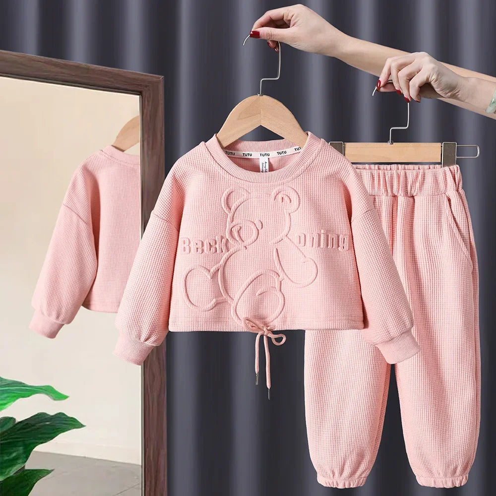 Autumn Girls' Clothes New Suit Children's Autumn Sports Two-piece New Suit Little Girl Baby Casual Sweater Suit Girl Outfit Set