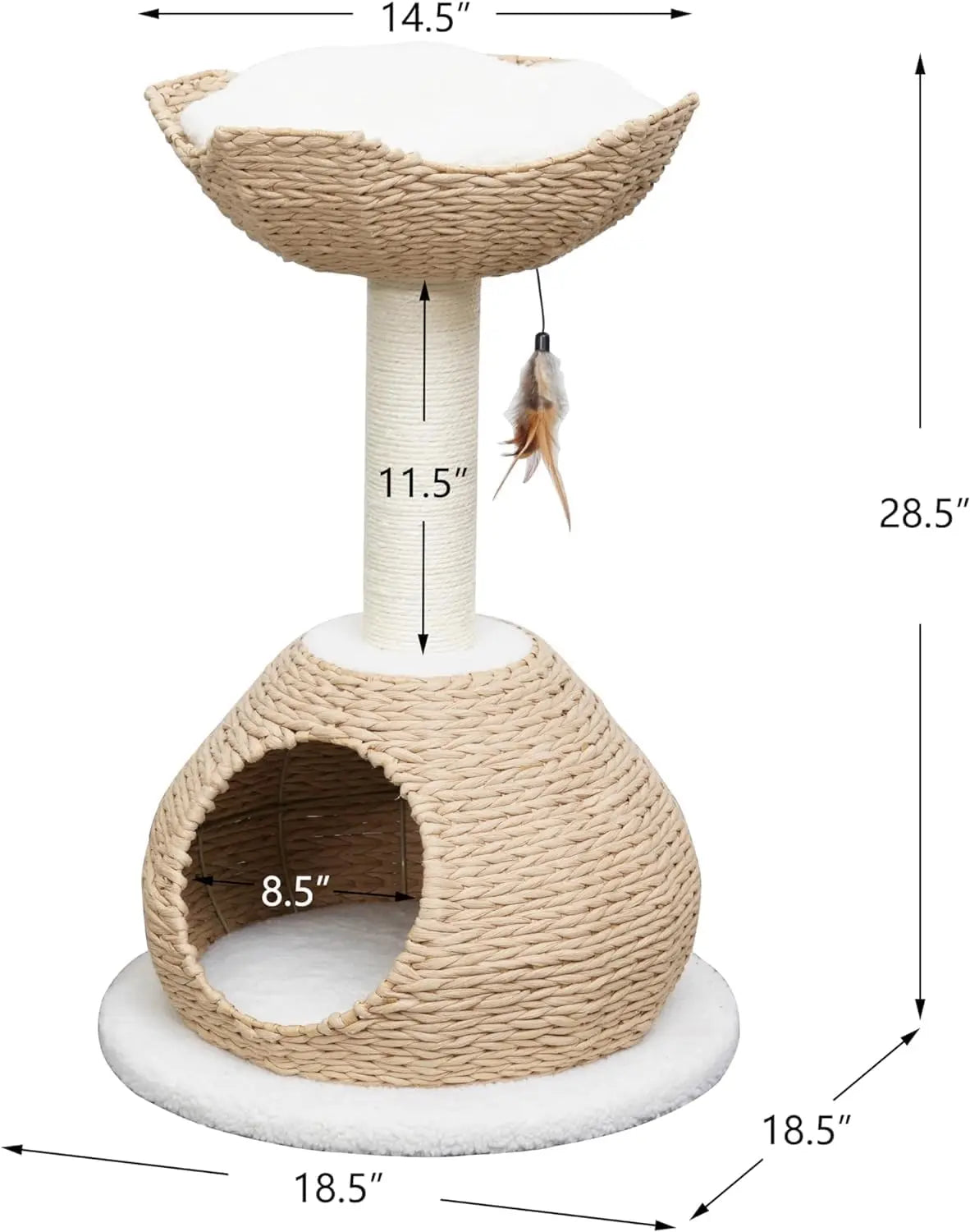 Rope Natural Bowl Shaped with Perch Cat Tree (Lookout Cat Tower)