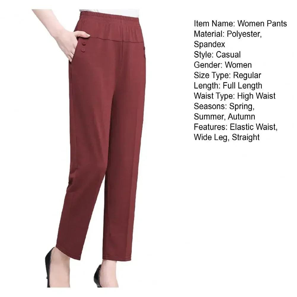 Big Size 5XL Women Casual Straight Pants Spring Summer Thin Loose Elastic High Waist Fashion Diamonds Pocket New Female Trousers