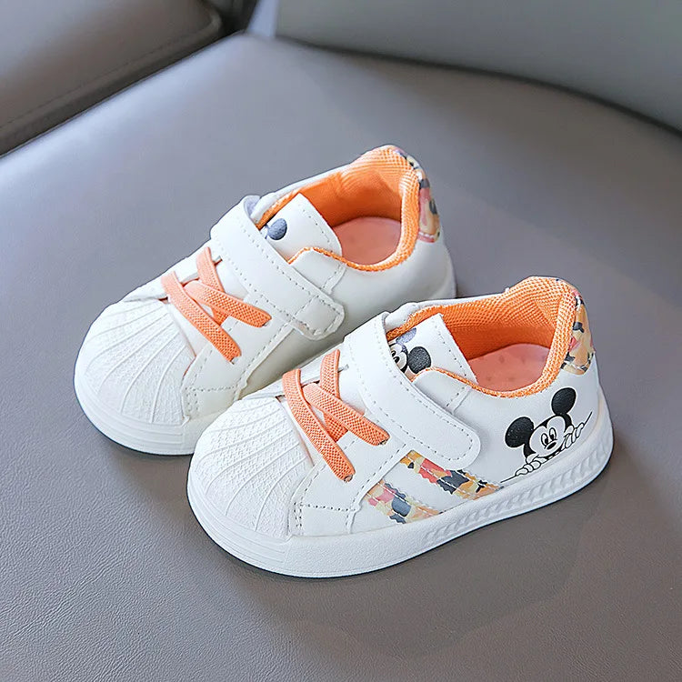 Disney White Casual Shoes For Baby Boy Girl Brand Children Sneaker Mickey Mouse Kids Sports Shoes Toddler Walking Shoes Size 25