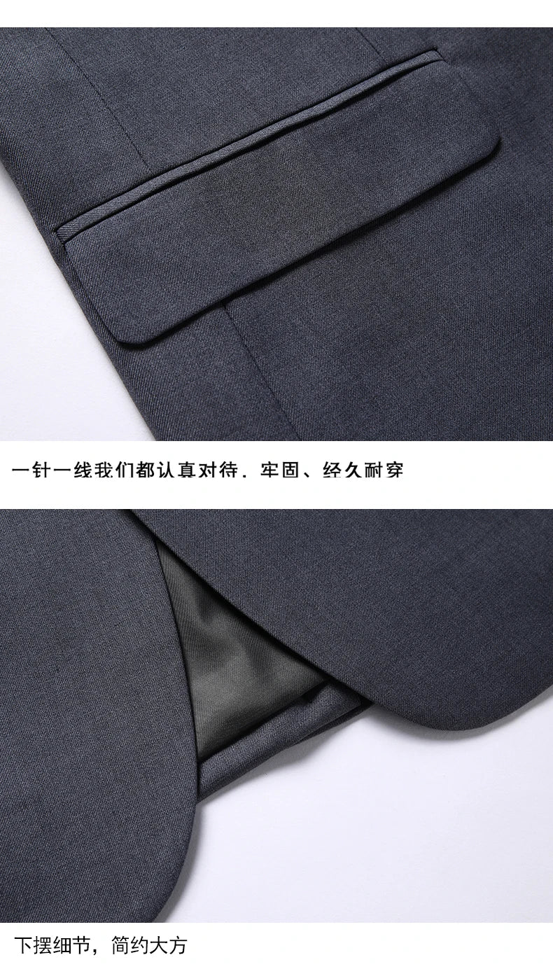 2023High-quality solid color (suit + vest + trousers) Men's business formal suit 3/2 business suit bridegroom and best man