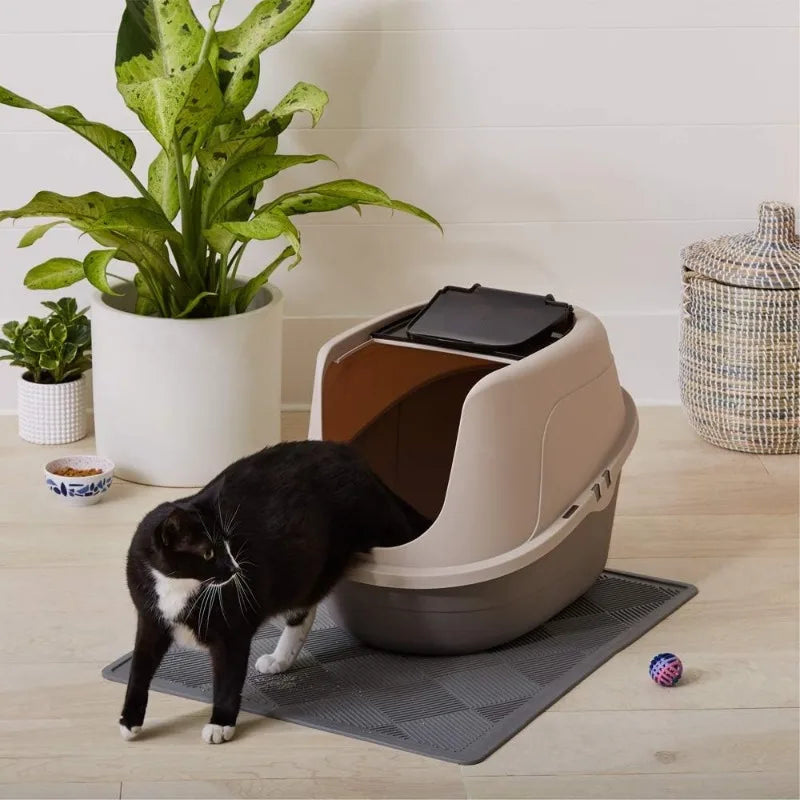 No-Mess Hooded Cat Litter Box, Large, Multicolor, 24 in x 18 in x 17 in