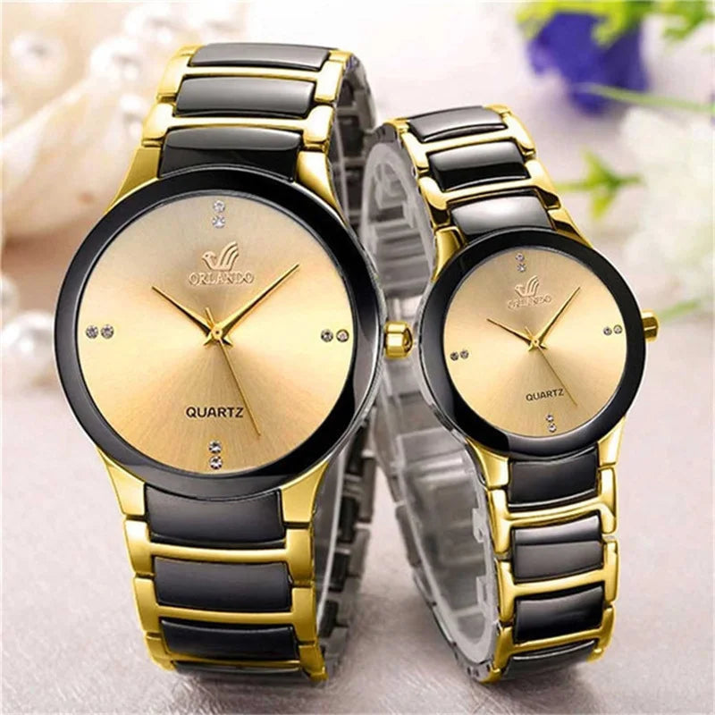 ORLANDO Men Luxury Watches New Arrived Cool Black Gold Quartz Steel Wristwatch Exquisite Masculino Relogio Fashion Clock