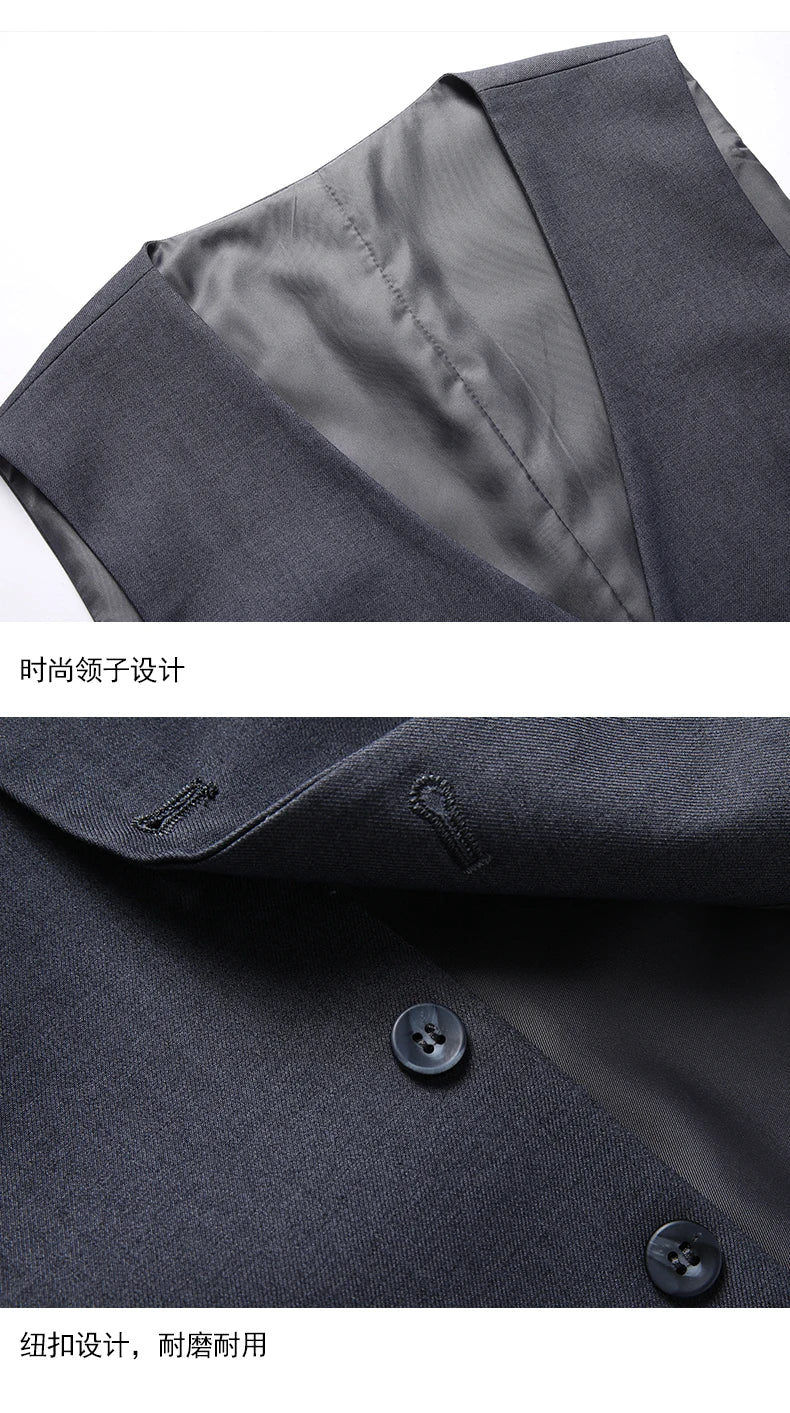 2023High-quality solid color (suit + vest + trousers) Men's business formal suit 3/2 business suit bridegroom and best man