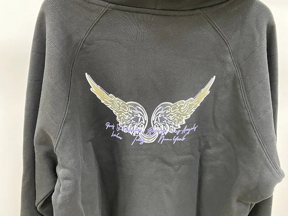 Women's Swestshirt Letter Front Back Big Wings Hoodie Long Sleeve Pocket Fleece Fashion Casual Pullover Hooded Sweatshirt