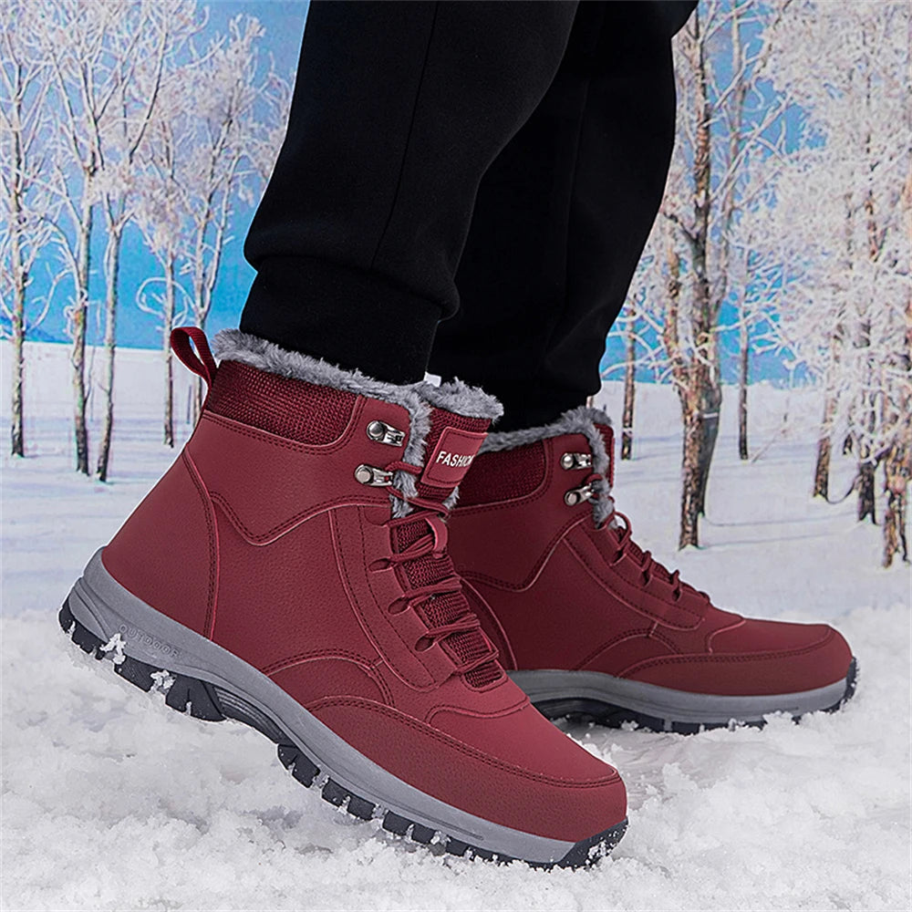 Winter Men's Snow Boots Couple Waterproof Sports Casual Shoes Plush Warm Men's Boots Outdoor Men's Hiking Boots Work Travel Shoe