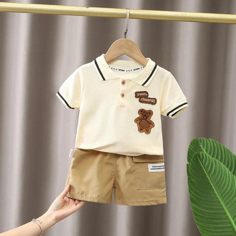 مجموعة اروين التجارية ARWEN&AJH GROUP  2024 European Baby Boy Clothes Set T-shirt+Shorts Kids Boy Summer Clothing Set Cute Cartoon Baby Boy Outfit Set Infant Toddler Tee Shirt Pants