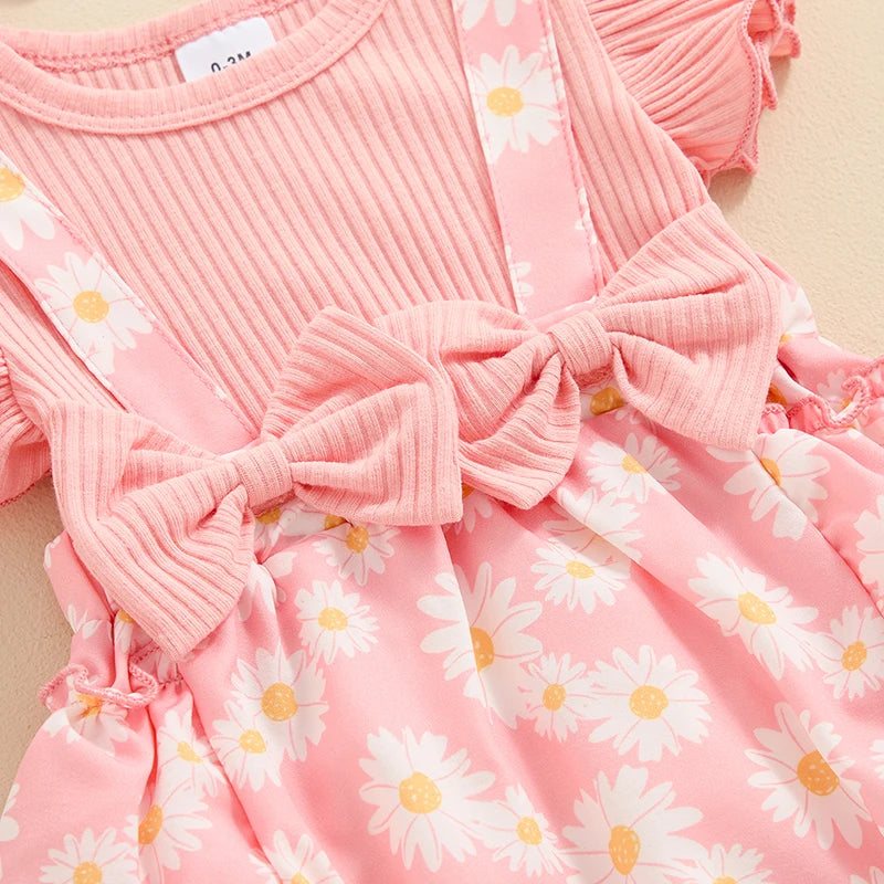 Baby Girl Clothes 3 6 9 12 18 Months Newborn Ruffle Butt  Romper Daisy Overalls Jumpsuit Summer Outfit