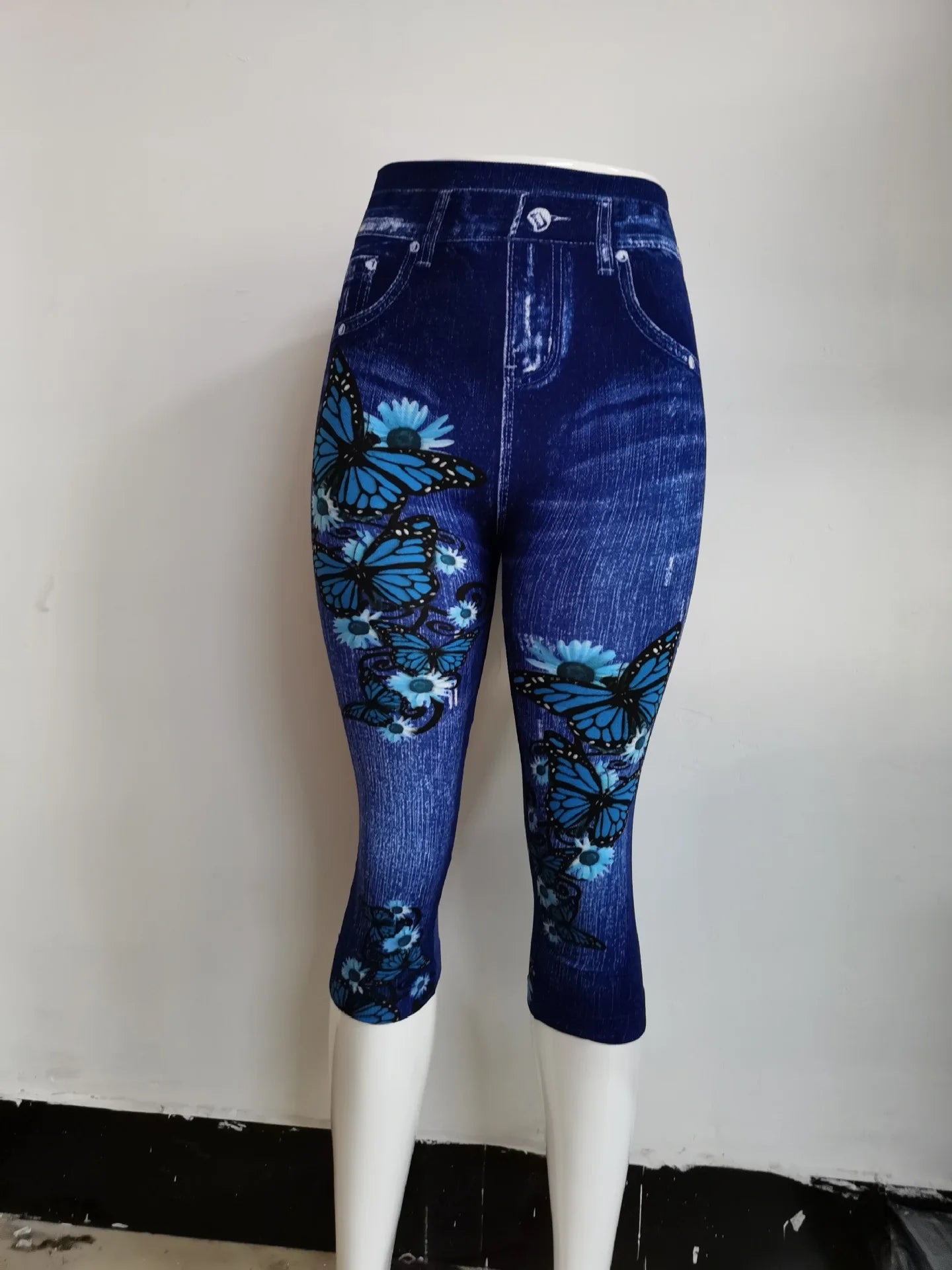 Pants for Women 2023 Spring and Summer Fashion Casual Wear Popular Print High Elastic Waist Lmitation Skinny Jeans Capris Daily