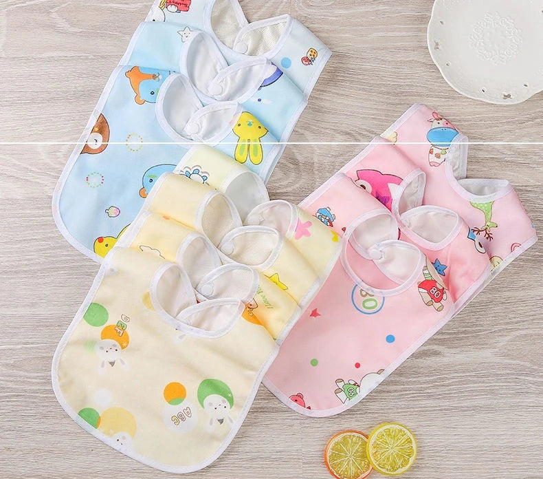 Baby Bibs Cotton Thickening Water Absorption Waterproof Bibs Baby Feeding Protection Burp Cloths Cartoon Pattern Fit Baby Stuff