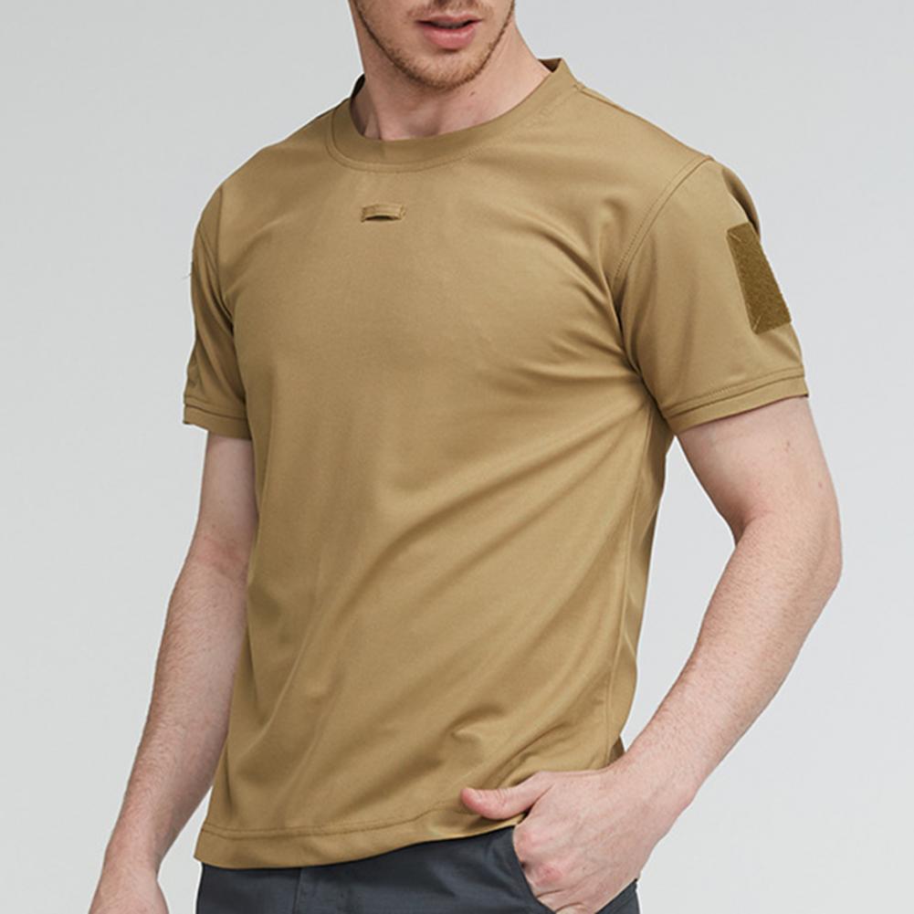 Men T-shirt Summer Unisex Solid Color Quick Drying Military Short Sleeve O Neck Blouse Top for Training Hiking футболка оверсайз