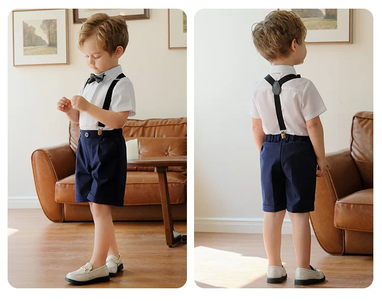 Boys Suit For Wedding Baby Kids Formal Ceremony Tuxedo Dress Children Birthday Photograph Set Evening Party Performance Costume