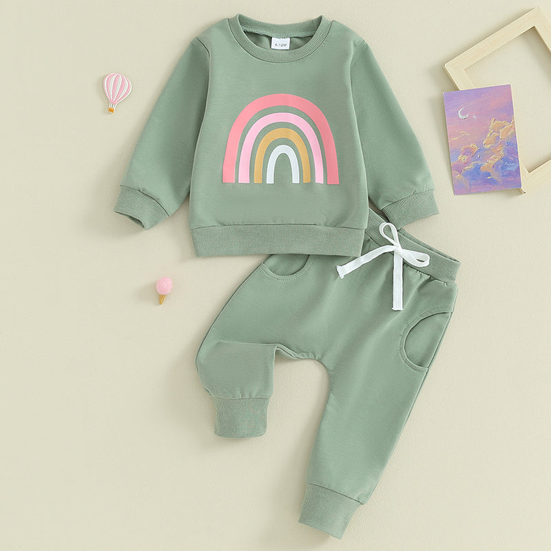 Lioraitiin 3M-3Y Baby Girls Boys Clothes Oversize Sweater & Long Pants Infant Toddler Fall Winter Rainbow Outfits