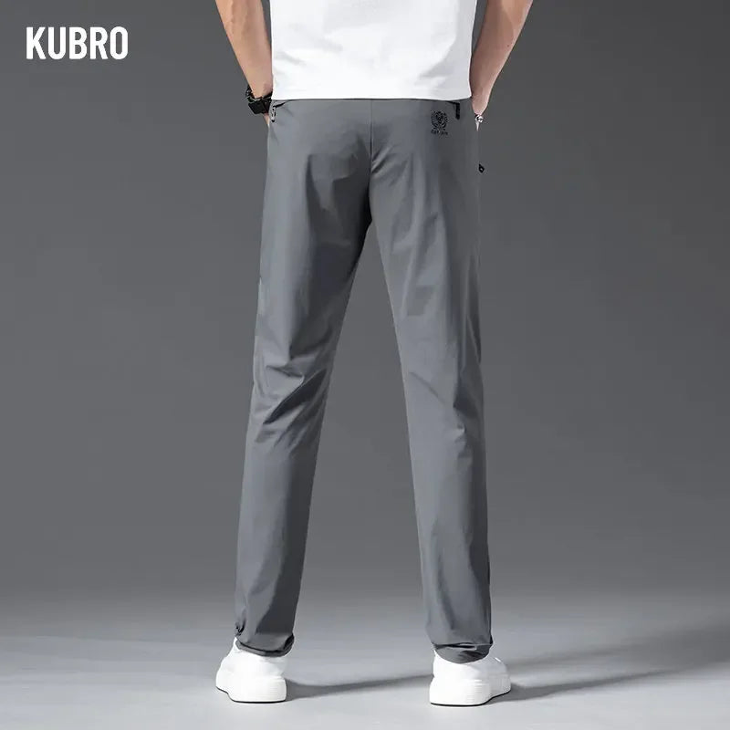 KUBRO 2024 Outdoor Quick Drying Pants Men's Summer Thin Section Elastic Sports Leisure Ice Silk Mountaineering Long  Full Length