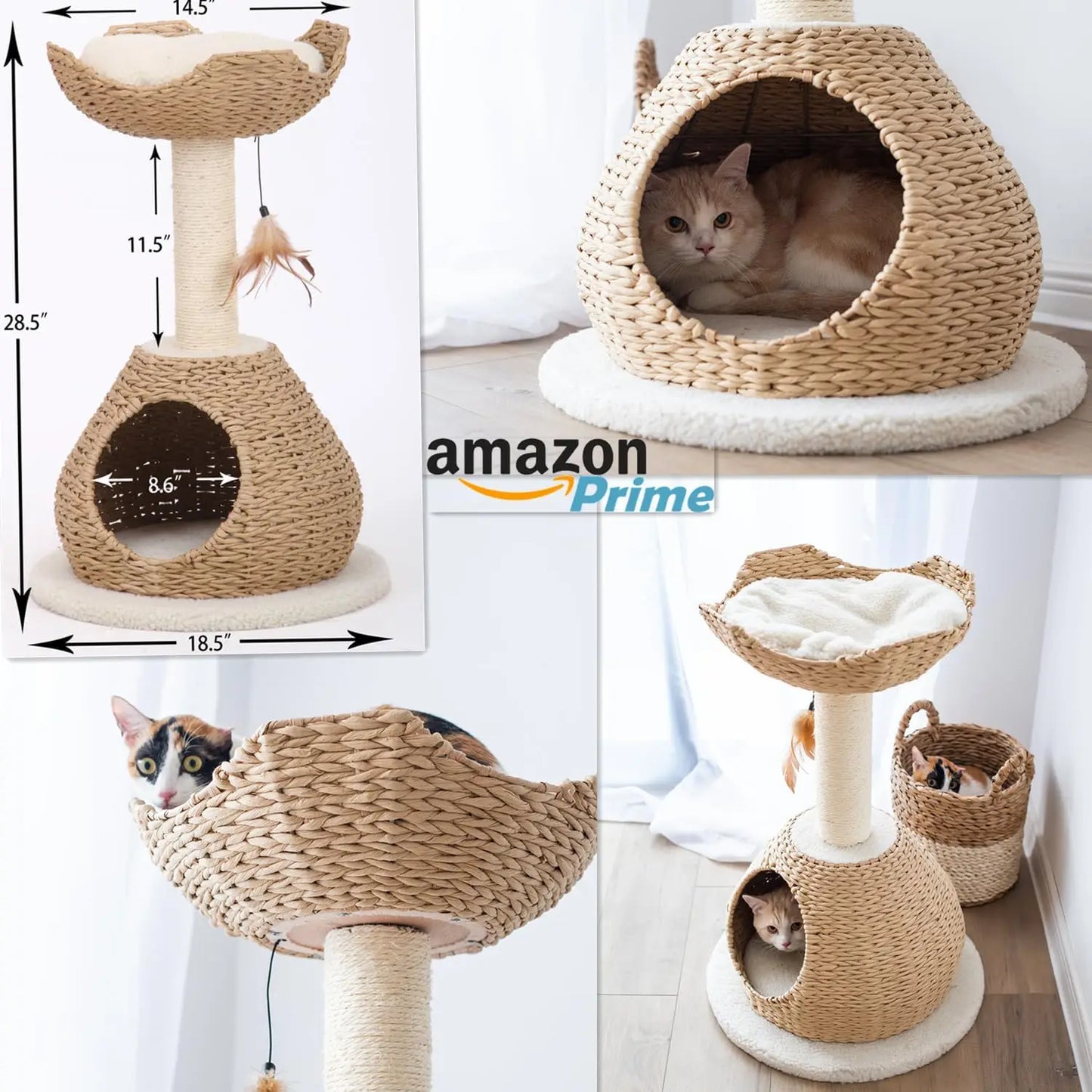 Rope Natural Bowl Shaped with Perch Cat Tree (Lookout Cat Tower)