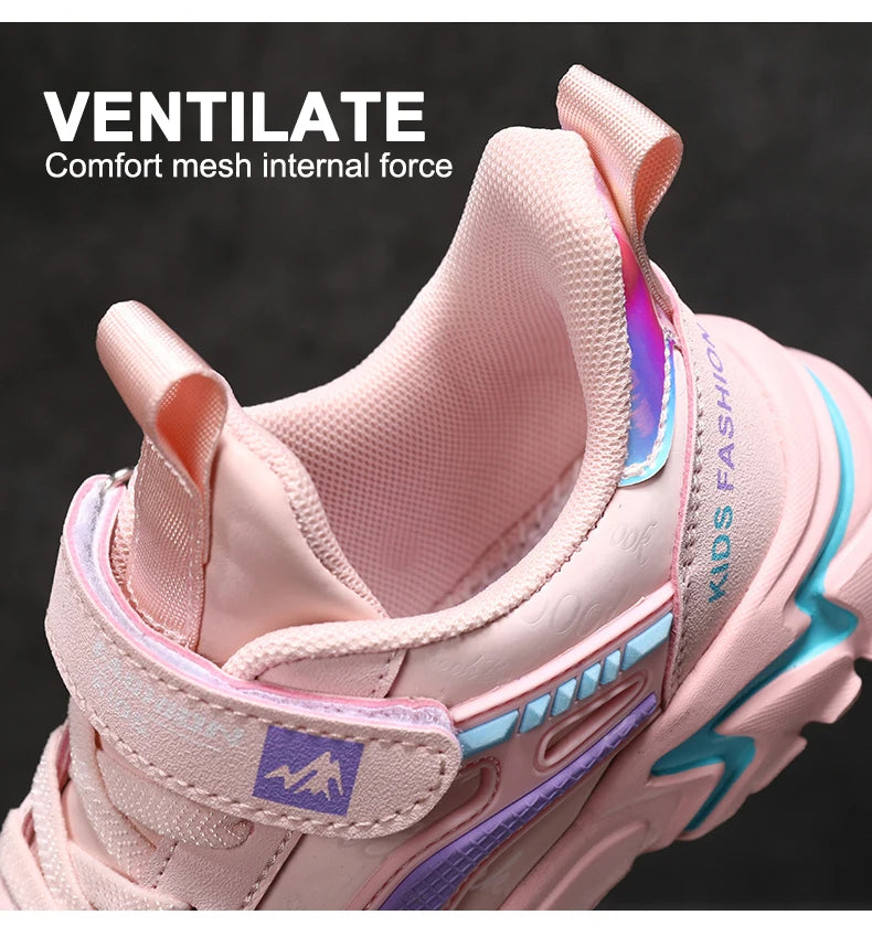 Children Sneakers Casual Shoes for Girls Pink Comfortable Leather Running Sports Kids Girl Flat Breathable Shoes