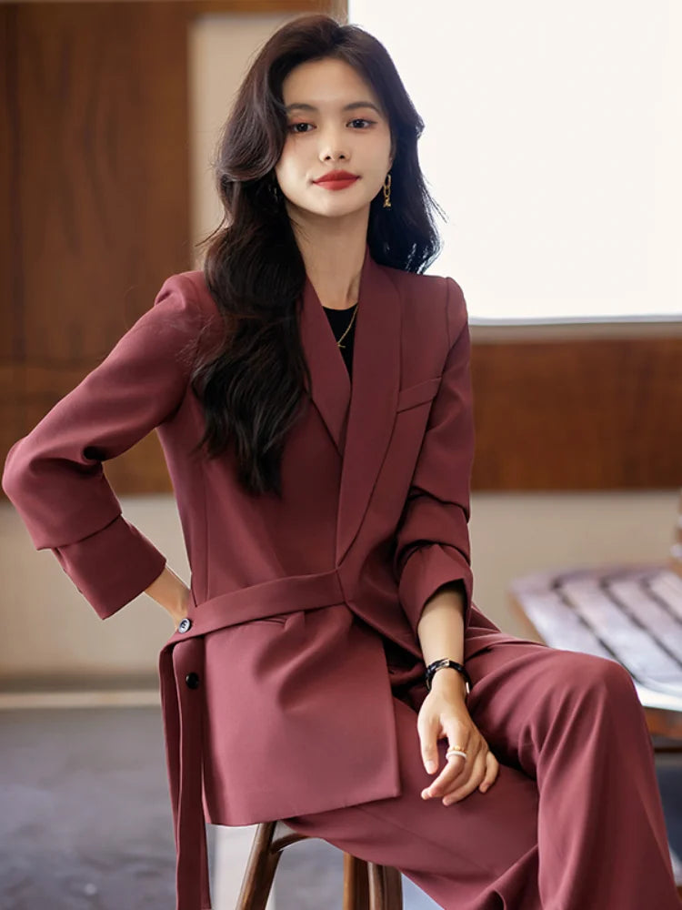 High Quality Fabric Formal Women Business Suits with Pants and Jackets Coat Professional Female Pantsuits Blazers Trousers Set