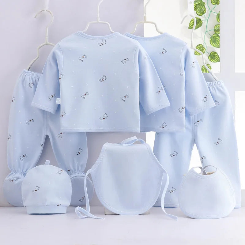 Spring Autumn Baby Boy Girl Stuff Cartoon Cute Print Cotton Long Sleeve Tops+Pants Infant Clothes Newborn Hospital Set BC1792