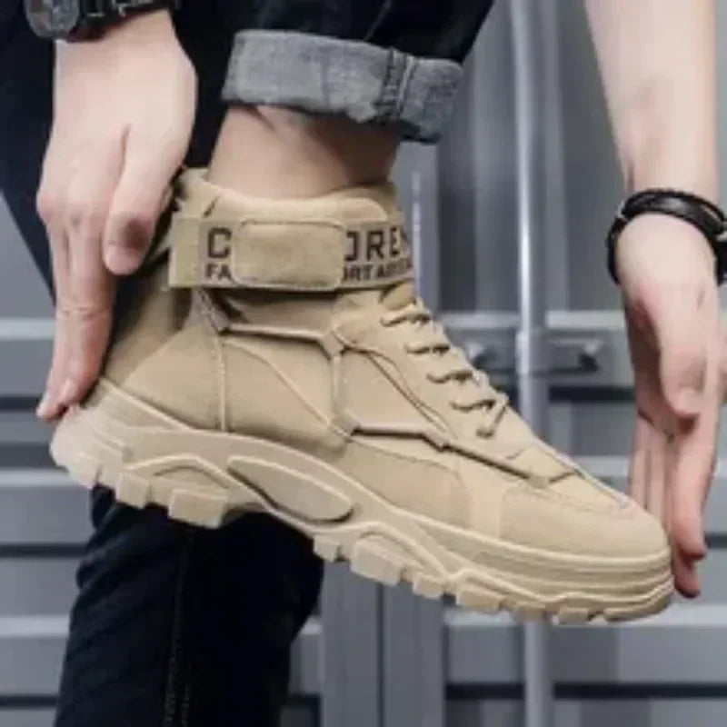 2024 Men's Platform Boots Fashion Desert Boots New Comfortable Non-slip Hiking Shoe High Top All-match Work Boots Bota Masculina