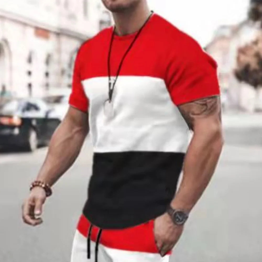 2023 New Men's T-shirt Checked Printed Oversized Loose Men's Top Holiday Casual Clothing Daily Outing Short-sleeved T-shirt Soft