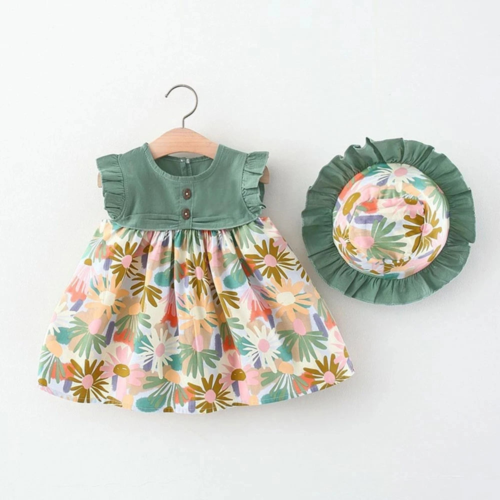 Baby Clothing Sets 2023 Girls Cute Summer Sleeveless Dress Girl 2Pieces Sets Short Pants+Dress Set Stripe Patten for Baby 6-24M