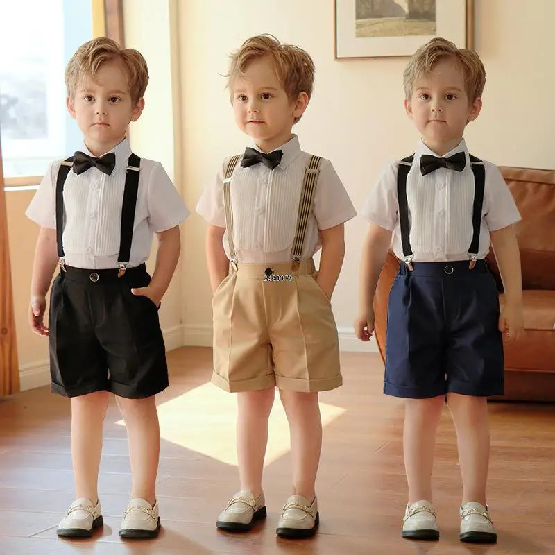 Boys Suit For Wedding Baby Kids Formal Ceremony Tuxedo Dress Children Birthday Photograph Set Evening Party Performance Costume